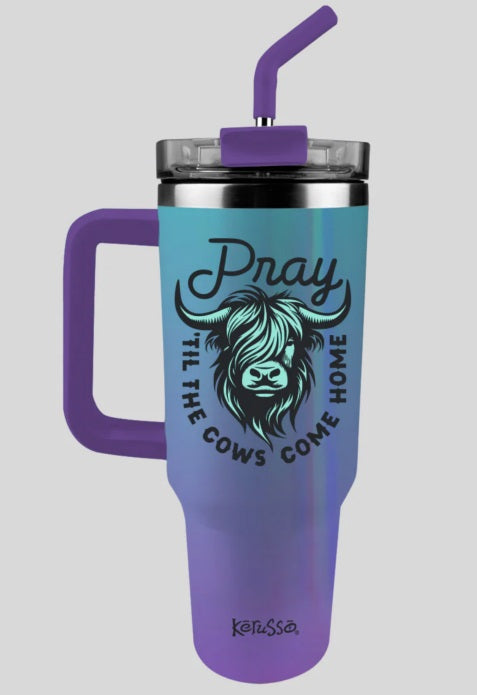Highland Cow - 40 Oz Stainless Steel Mug with Straw - Re-vived