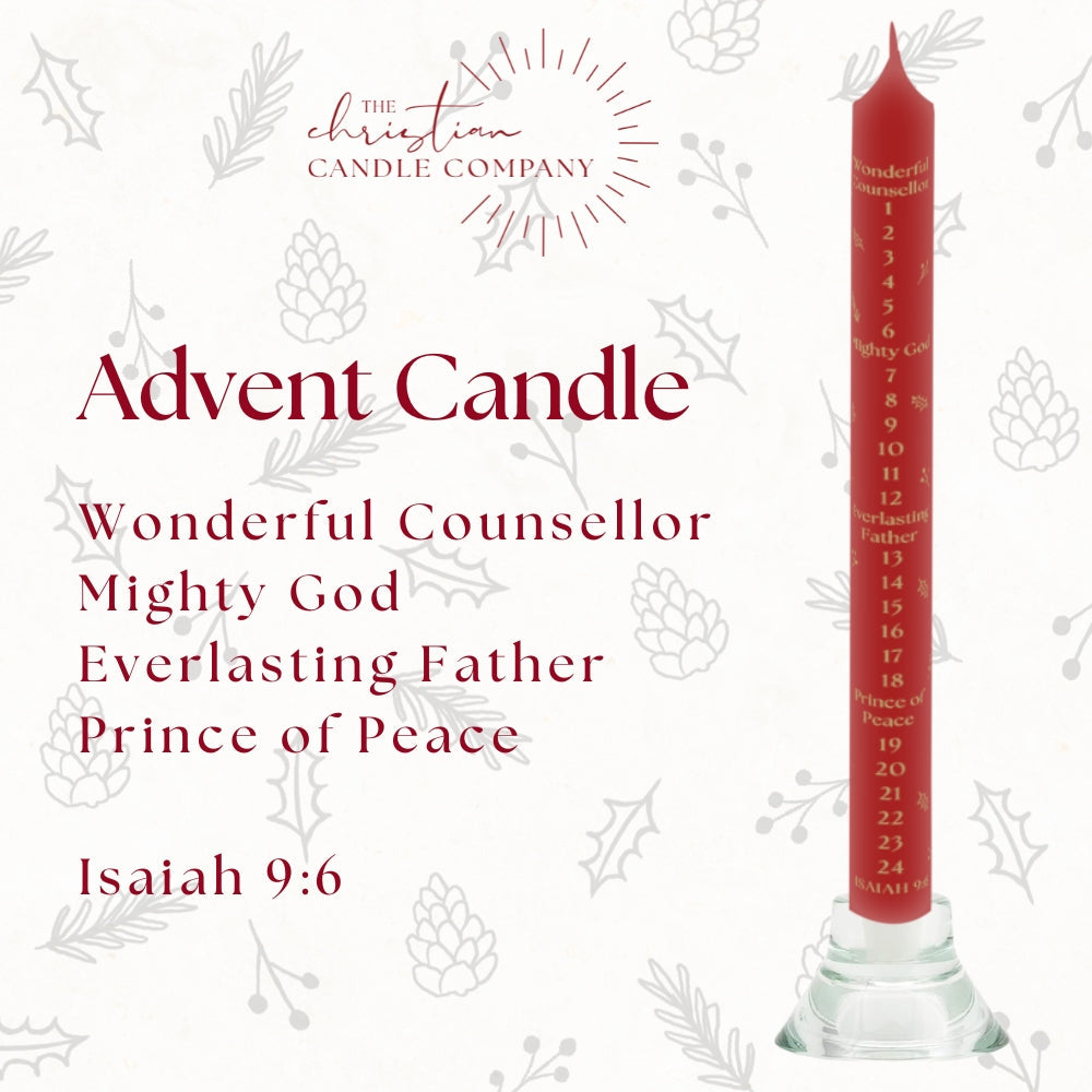 Names of Jesus Red Advent Candle - Isaiah 9:6