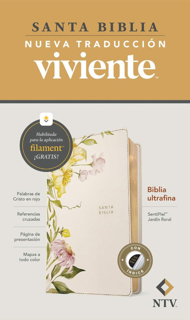 Biblia Ultrafina NTV, Con Filament, Sentipiel, Jardín Floral - Re-vived