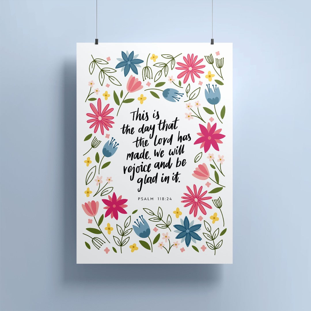 Psalm 118: 24 - Floral A5 Print - Re-vived