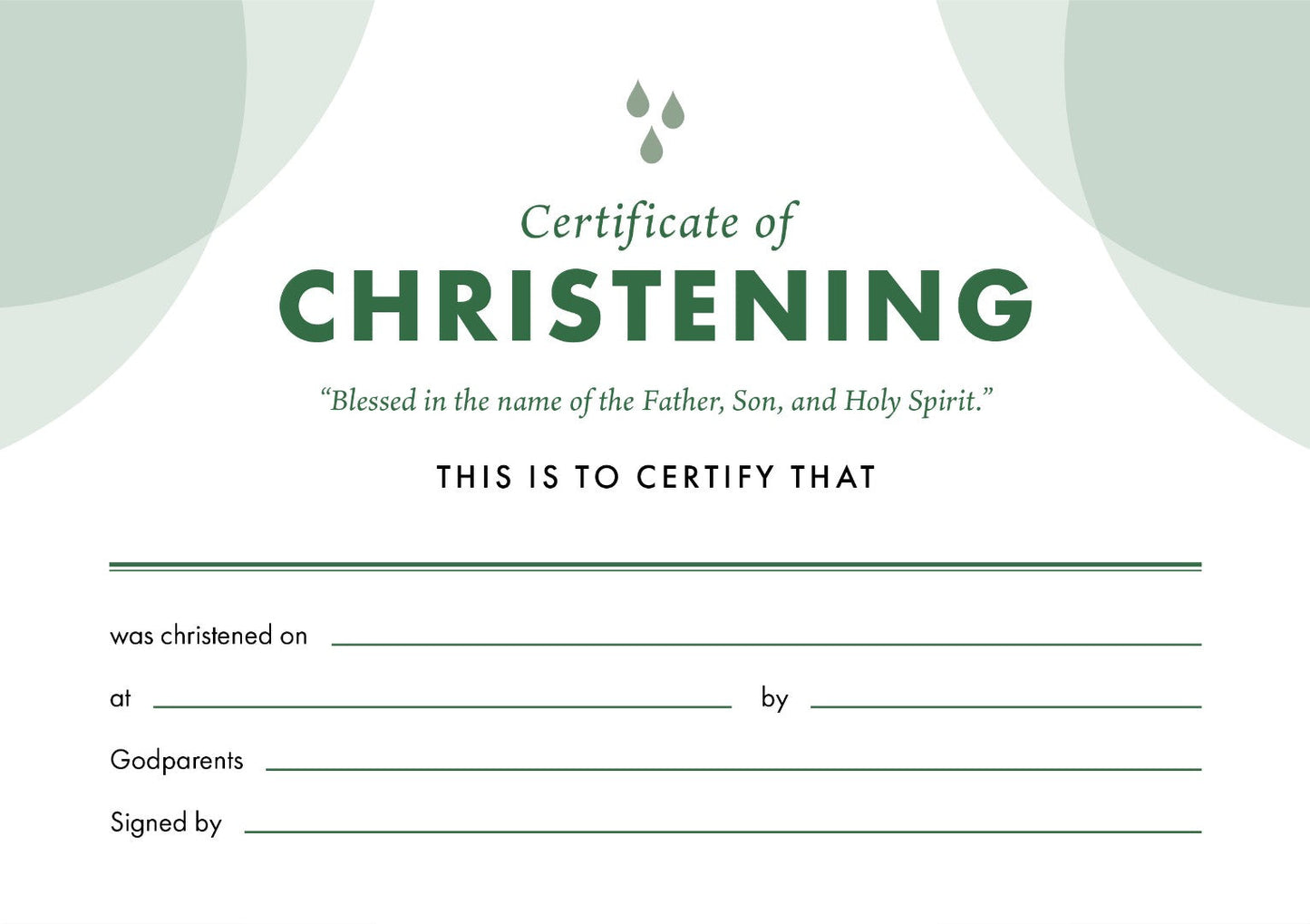 ETC Christening Certificate A4 Landscape (pack of 10)