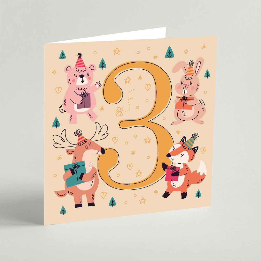 Three Birthday Square Card