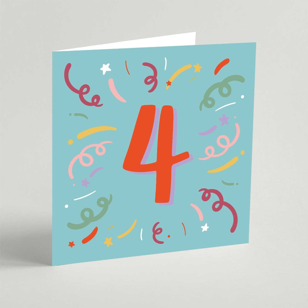 Four Birthday Square Card