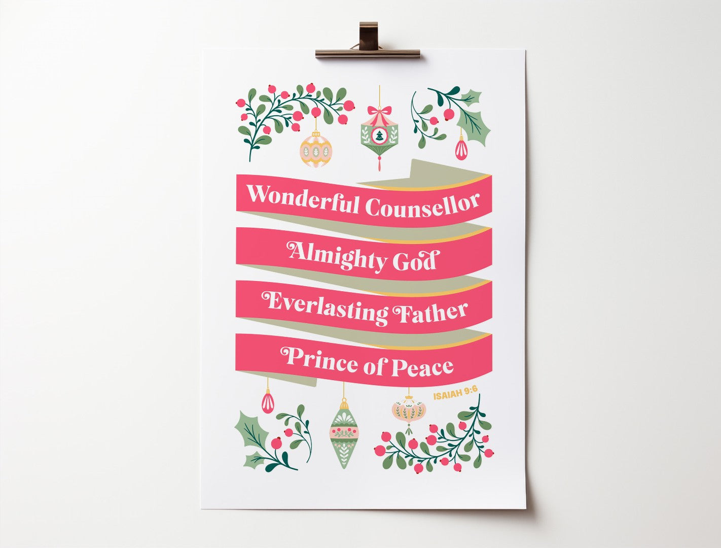 Isaiah 9:6 - Wonderful Counsellor A4 Poster