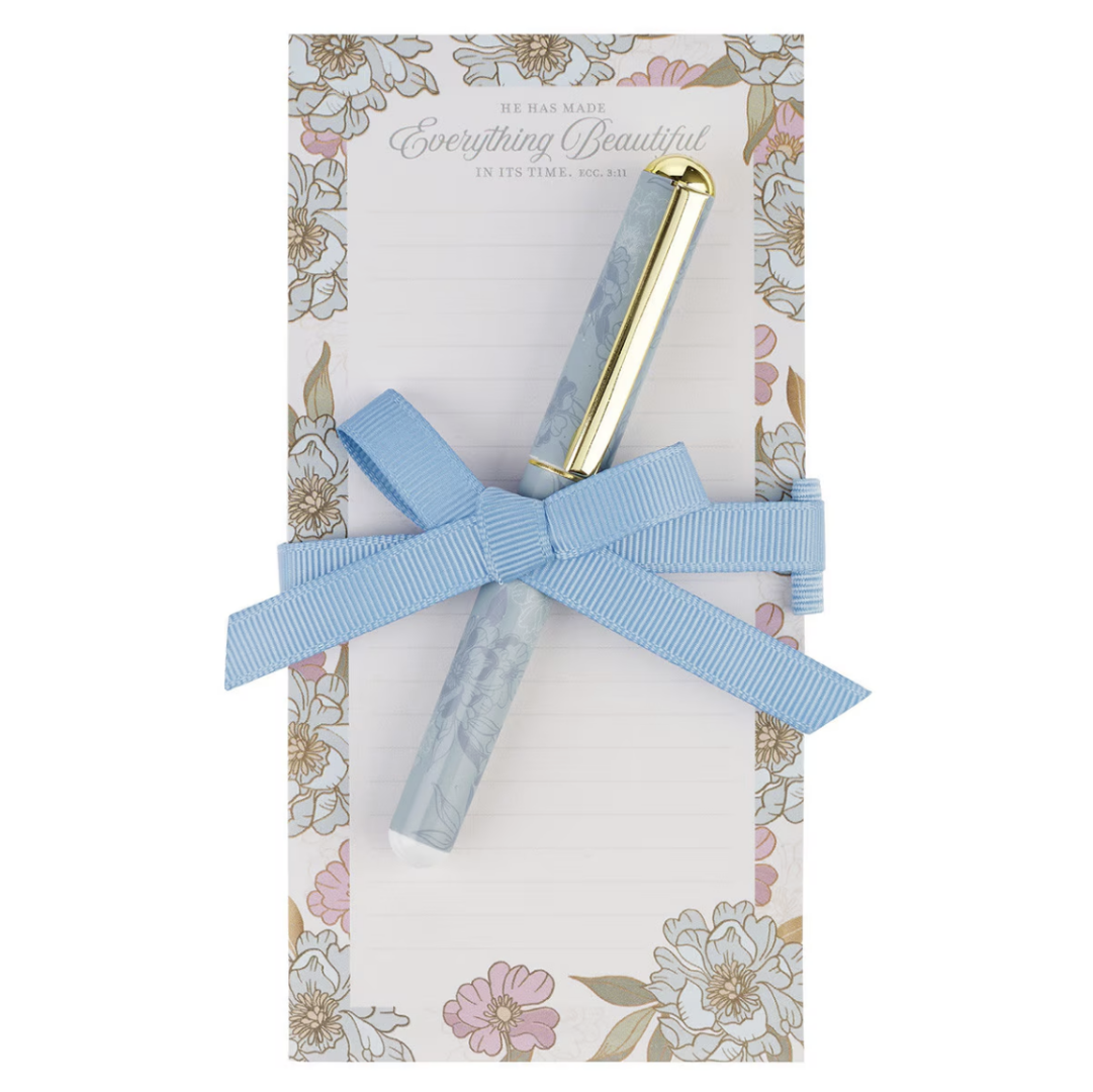 Everything Beautiful Whimsical Blooms Magnetic Notepad & Pen