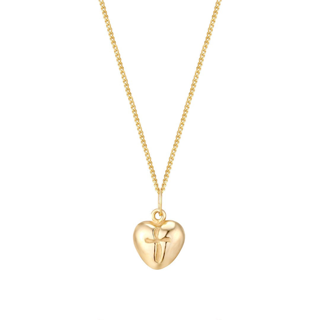 Curved Heart Pendant With Cross Centre
