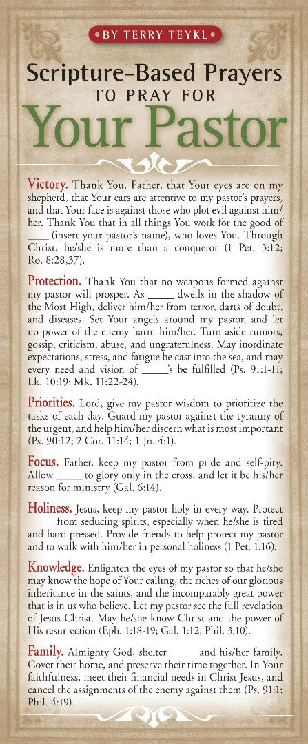 Scripture-Based Prayers to Pray for Your Pastor (pack of 50) - Re-vived