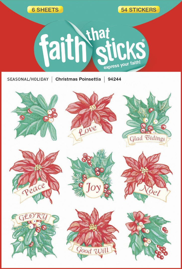 Christmas Poinsettia - Faith That Sticks Stickers - Re-vived