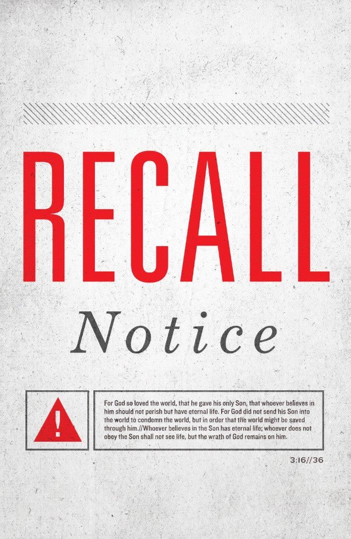 Recall Notice (Pack Of 25) - Re-vived