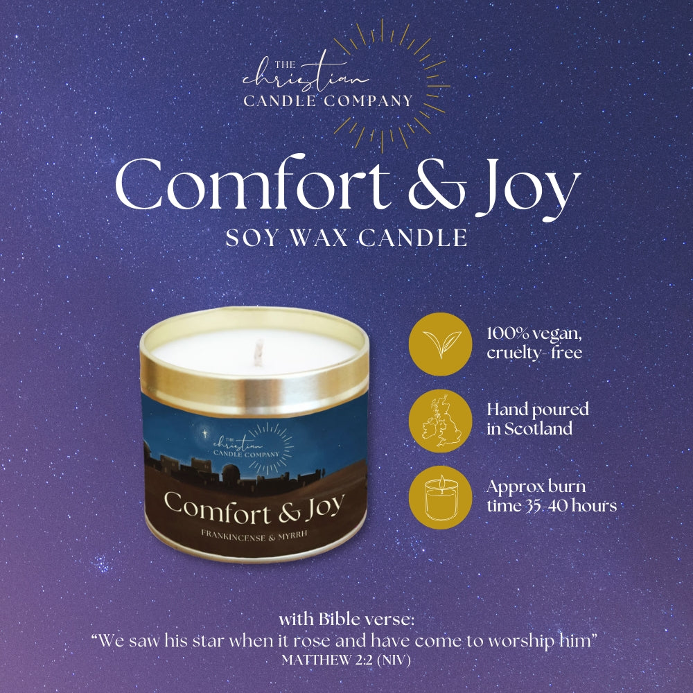 Comfort & Joy Frankincense & Myrrh Scented Candle in a Tin - Re-vived