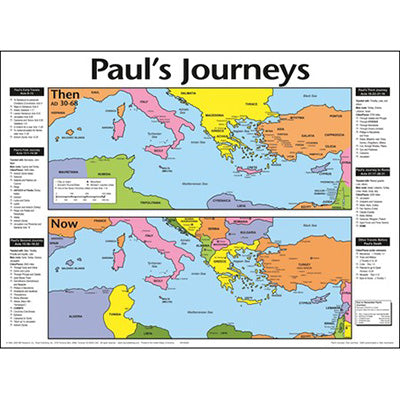 Paul's Journeys: Then and Now Wall Chart - Re-vived
