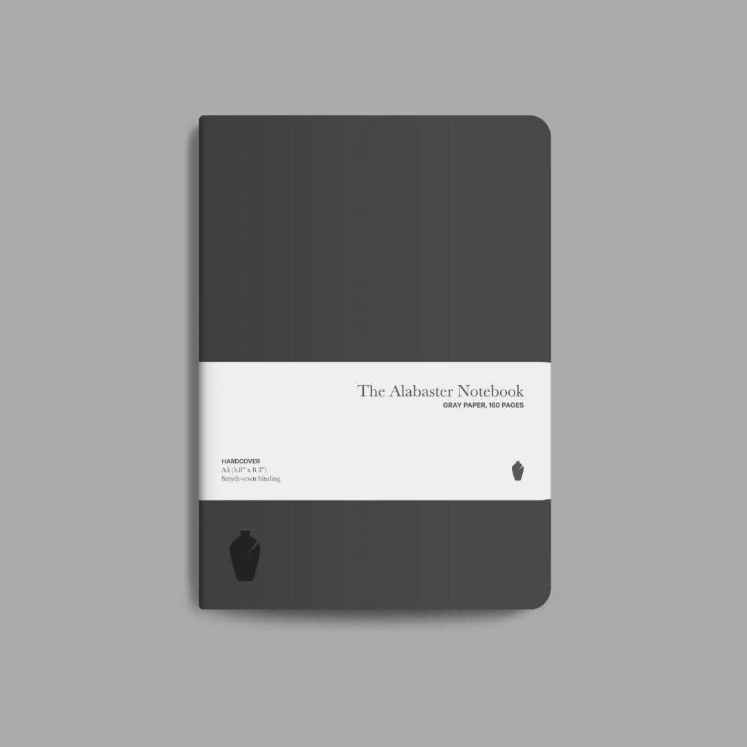 Alabaster Notebook, Dark Gray, Hardcover, Blank - Re-vived
