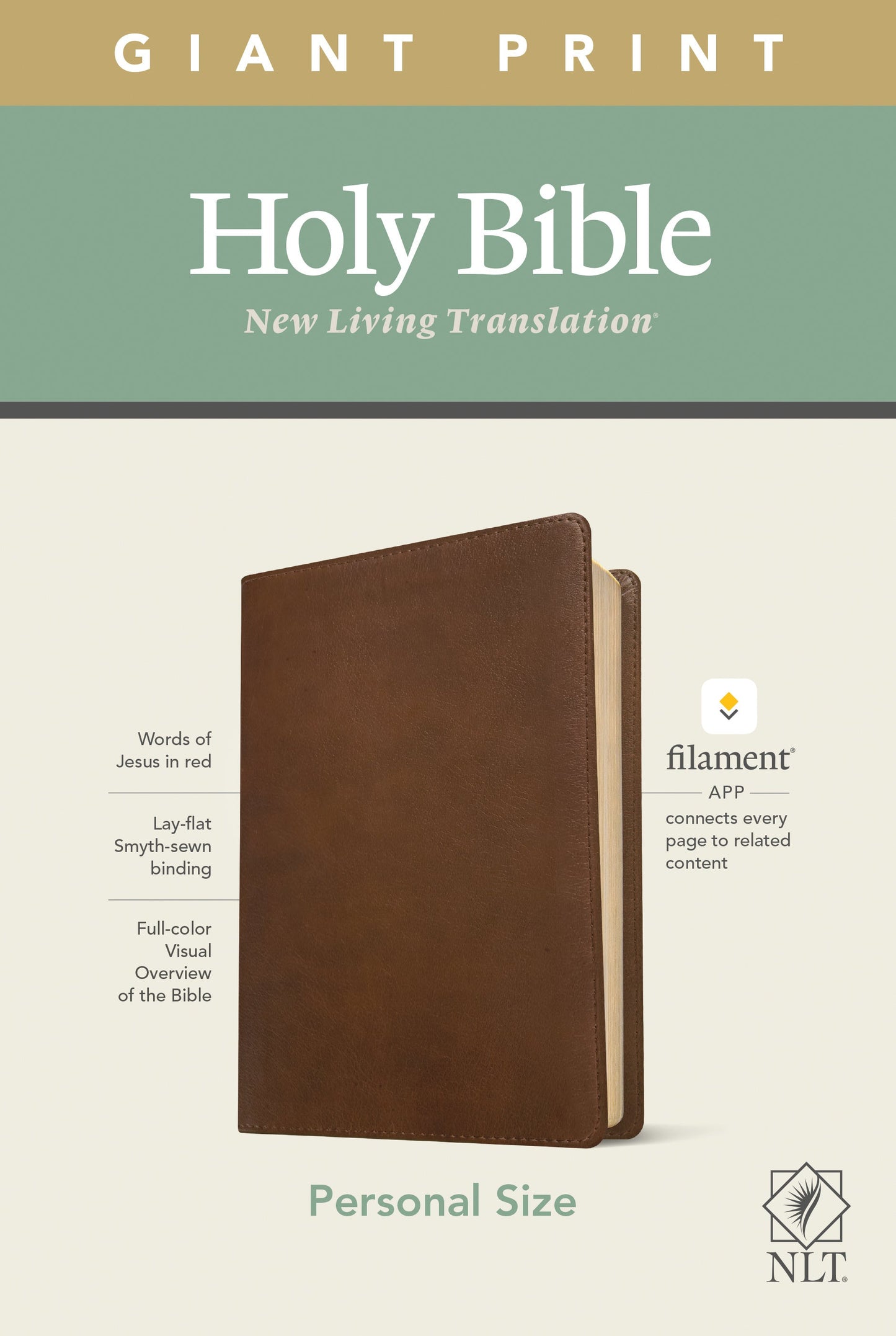 NLT Personal Size Giant Print Bible, Filament Edition, Brown - Re-vived