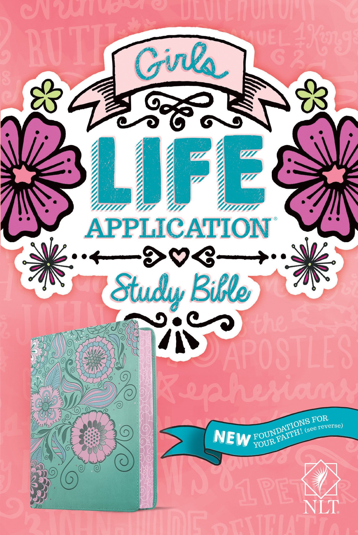NLT Girls Life Application Study Bible, Teal/Pink - Re-vived