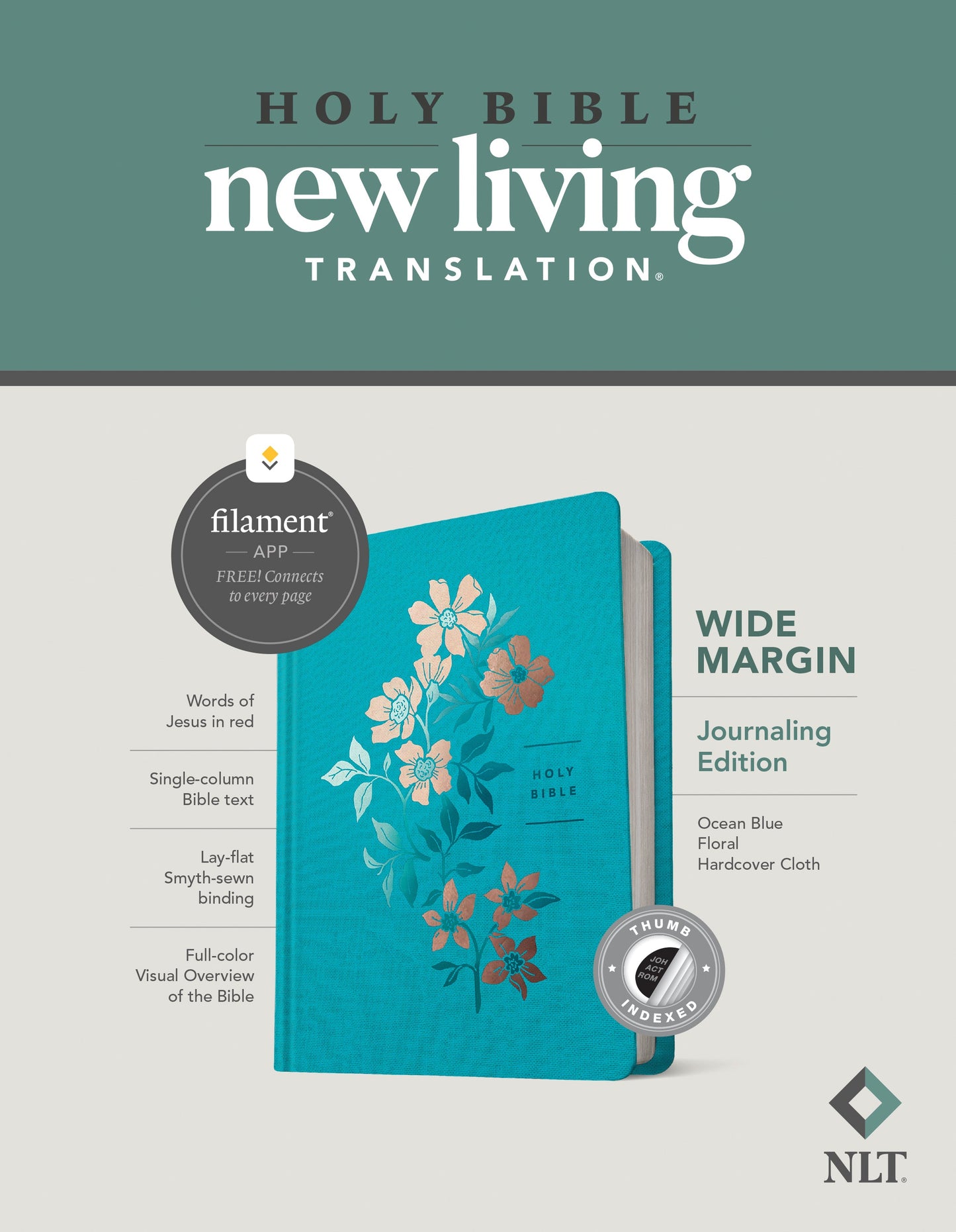 NLT Wide Margin Bible, Filament Enabled Edition, Blue - Re-vived