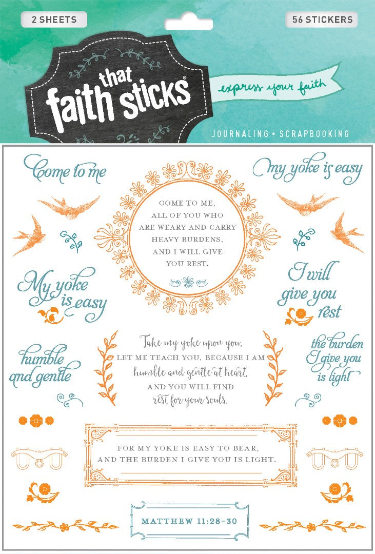 Matthew 11:28-30 - Faith That Sticks Stickers - Re-vived
