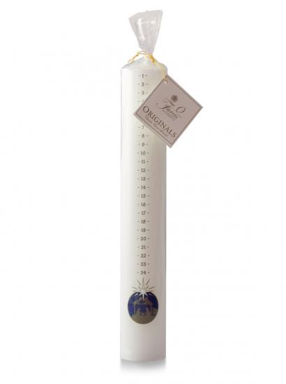 White Dated Advent Candle, Stable Design (Individual) - Re-vived