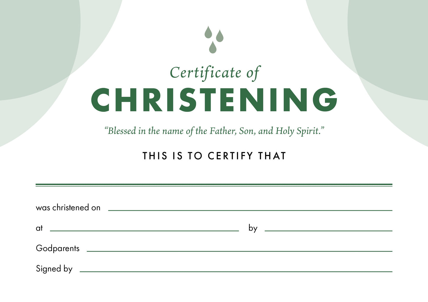 ETC Christening Certificate A5 Landscape (pack of 10) - Re-vived