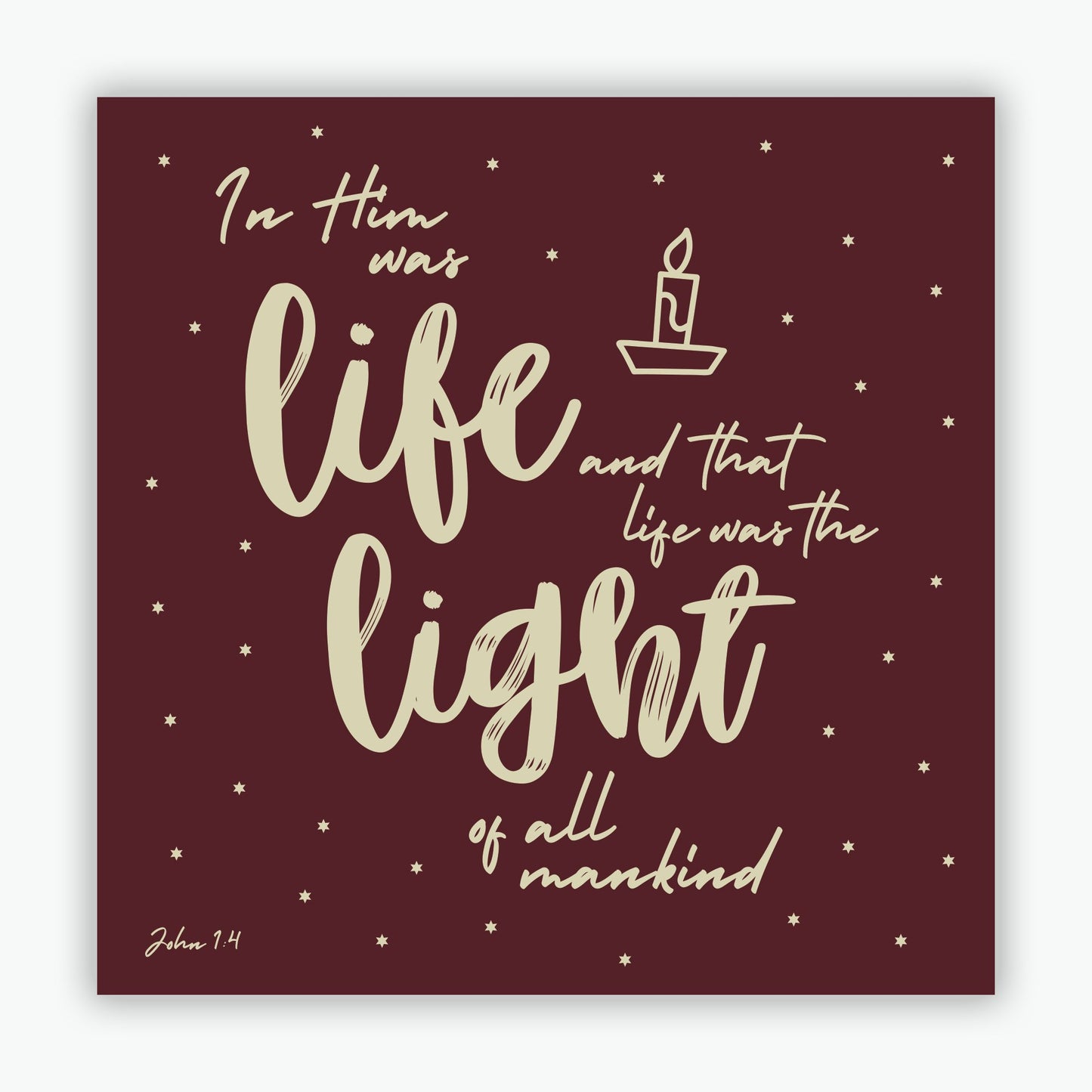 In him was life (red) - pack of 10 Christmas Cards (paper wrapped)