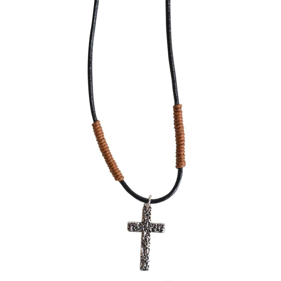 Faith Gear Hammered Cross Men's Necklace