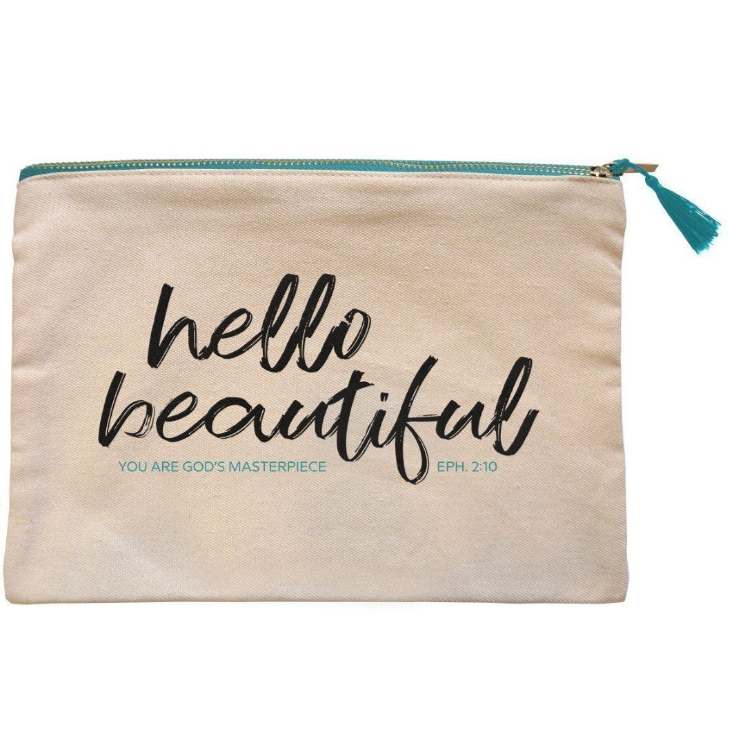 Hello Beautiful Canvas Zipper Bag