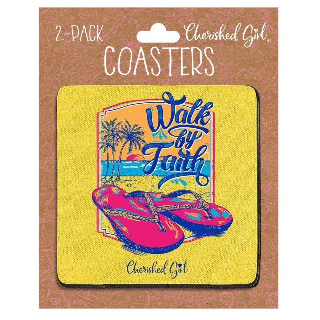 Walk by Faith Cherished Girl Drink Coasters (2-pack)