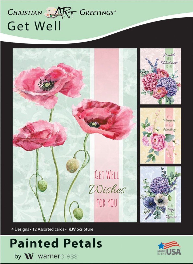 Painted Petals Get Well Boxed Cards (pack of 12)