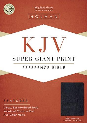 KJV Super Giant Print Reference Bible: Black, Genuine Leather Thumb Index