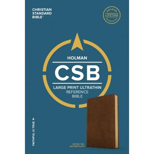 CSB Large Print UltraThin Reference Bible (British Tan Leather)