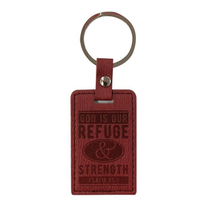 Lux Leather Keyring: God Is Our Refuge & Strength