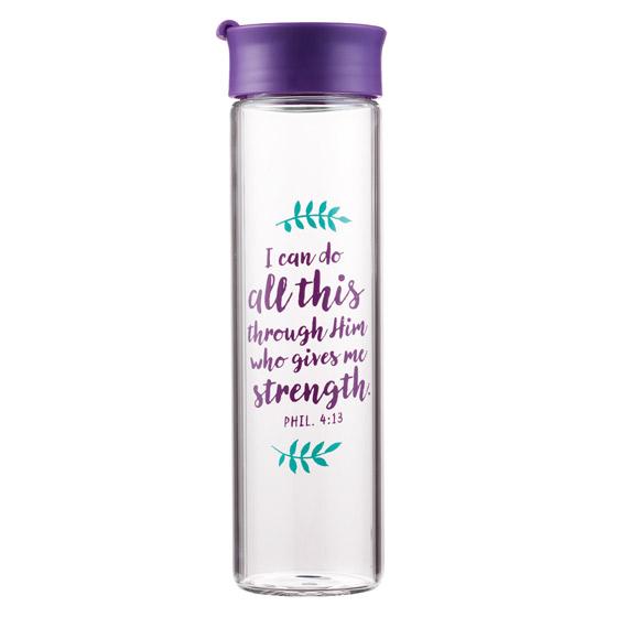 Glass Water Bottle: Phil. 4:13