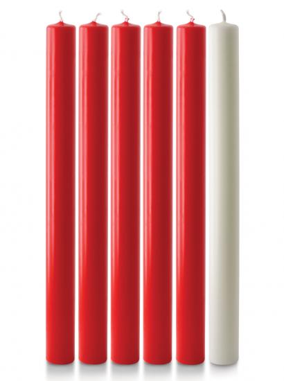 Advent Candle Set 12" x 1" - 5 Red & 1 White - Re-vived