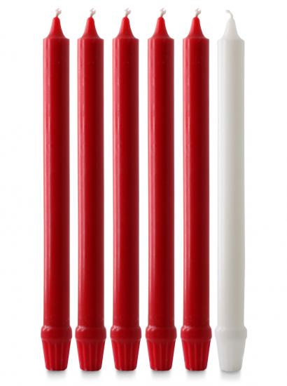 Advent Candles Set 12" x 1" - 5 Red, 1 White Fluted - Re-vived