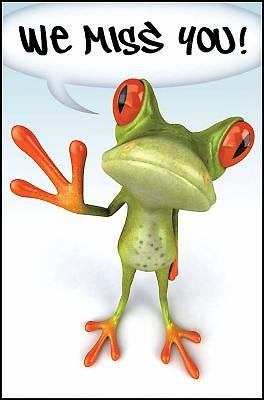 We Miss You! Frog Postcard (Pkg of 25) - Re-vived