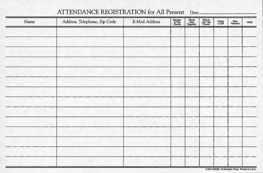 Attendance Registration Pad (Pkg of 12) - Re-vived