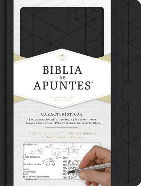 RVR 1960 Biblia de apuntes, negro símil piel - Re-vived