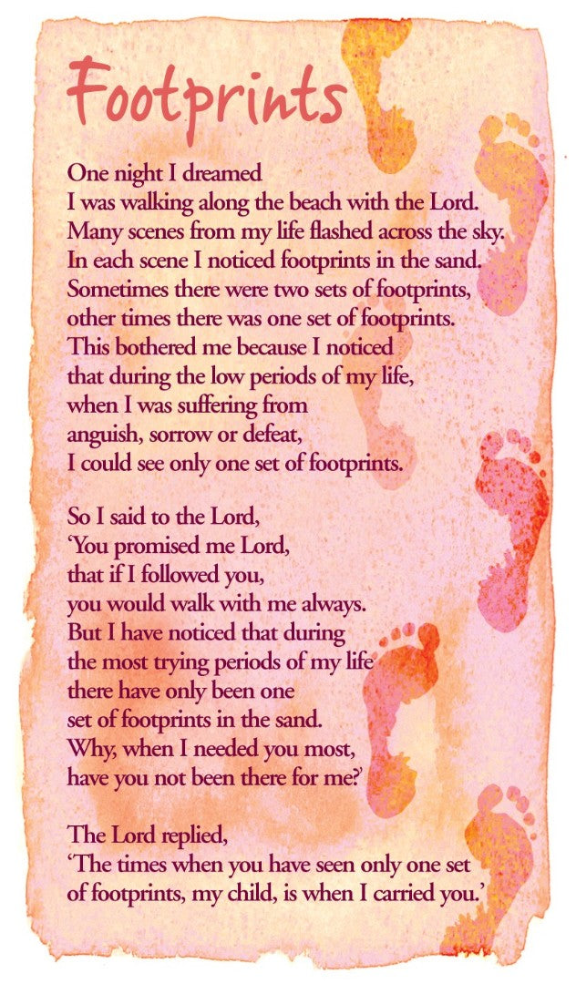 Footprints Prayer Cards (pack of 20) - Re-vived