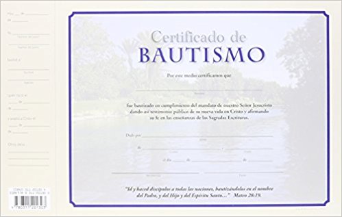 Certificados de Bautismo - Re-vived