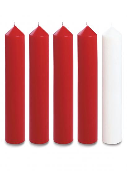 Advent Candle Set 12" x 2" - 4 Red, 1 White - Re-vived