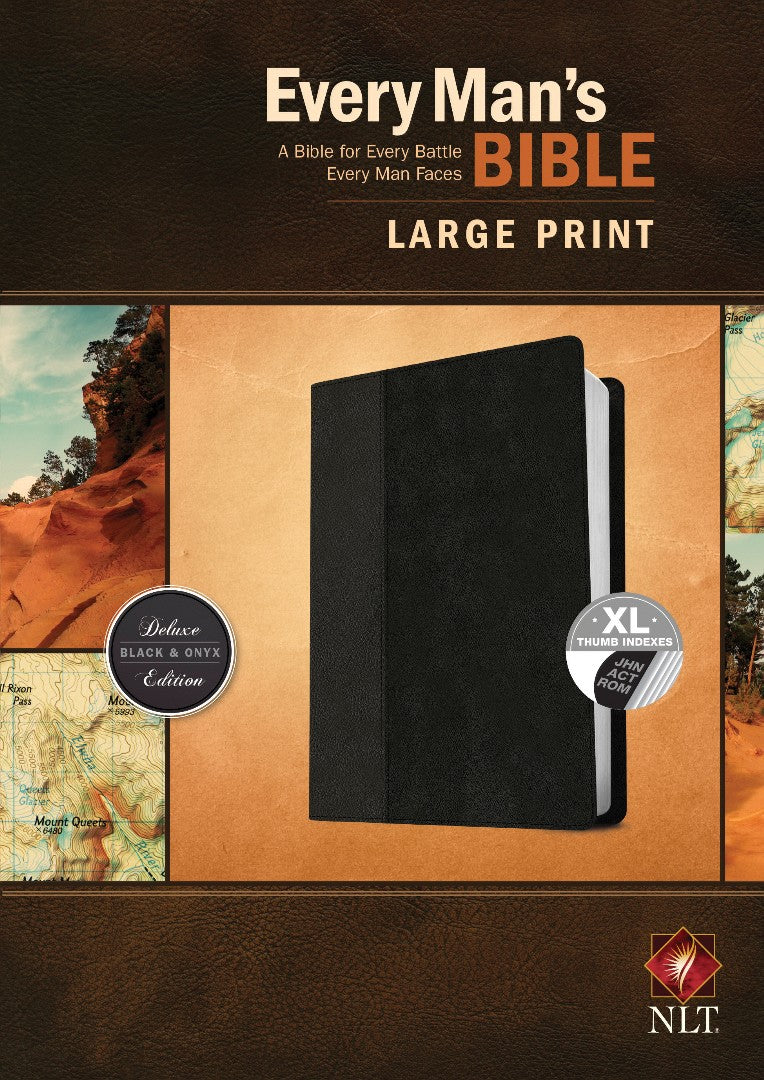 NLT Every Man's Bible, Large Print, Black/Onyx, Indexed - Re-vived