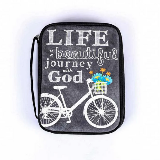 Bible Cover Canvas Life Is A Journey, Medium - Re-vived