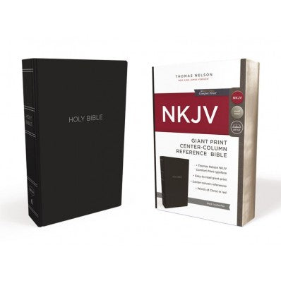 NKJV Reference Bible, Black, Giant Print, Red Letter Editon - Re-vived