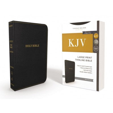 KJV Thinline Bible, Black, Large Print, Red Letter Edition - Re-vived