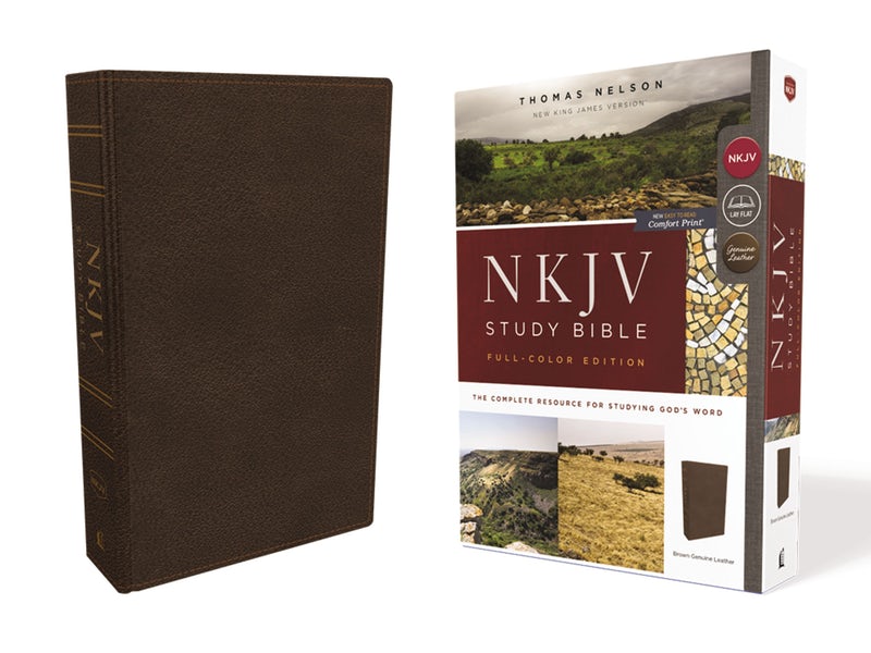 NKJV Study Bible, Brown, Full-Color, Red Letter Edition - Re-vived