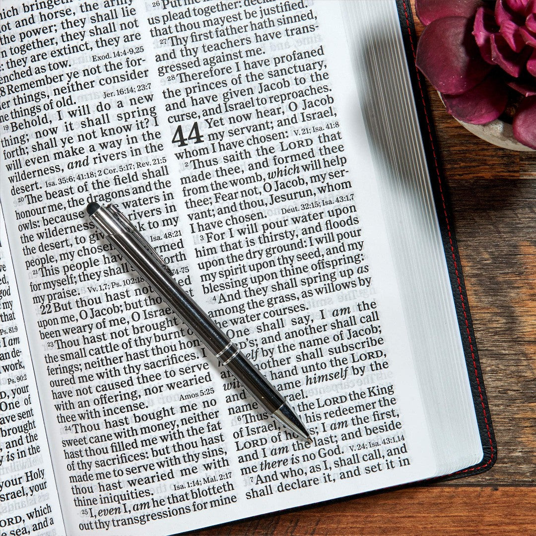 KJV Super Giant Print Reference Bible, Black Genuine Leather - Re-vived