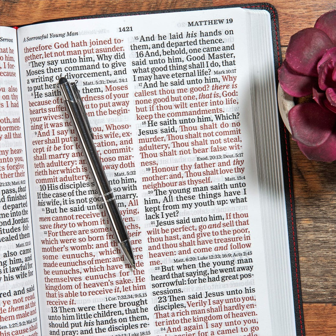 KJV Super Giant Print Reference Bible, Black Genuine Leather - Re-vived