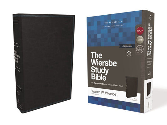 NKJV Wiersbe Study Bible, Black, Red Letter - Re-vived
