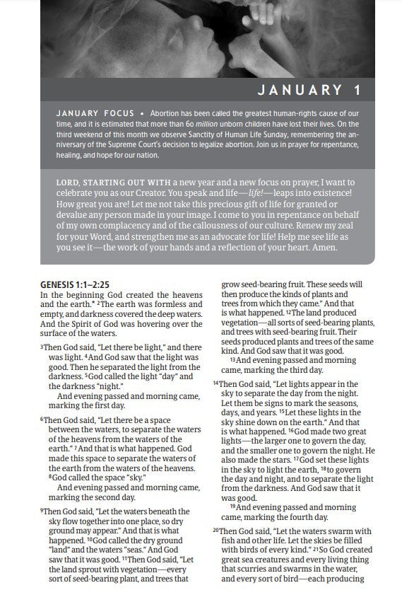 The NLT One Year Pray for Life Bible (Softcover) - Re-vived