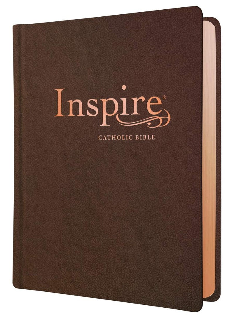 NLT Inspire Catholic Bible (LeatherLike, Dark Brown) - Re-vived