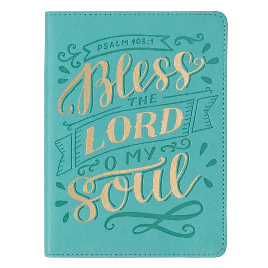 Bless the Lord Teal Faux Leather Handy-Sized Journal - Re-vived